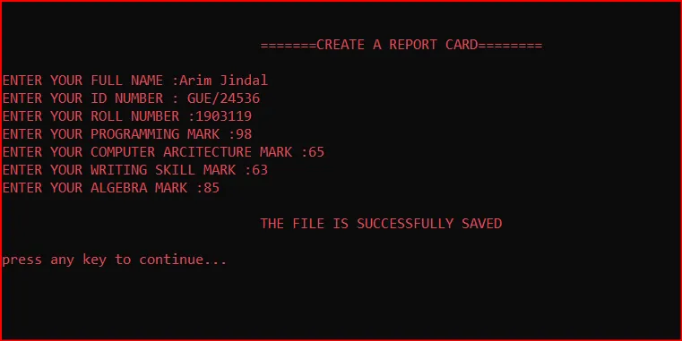 Student Record System in C++
