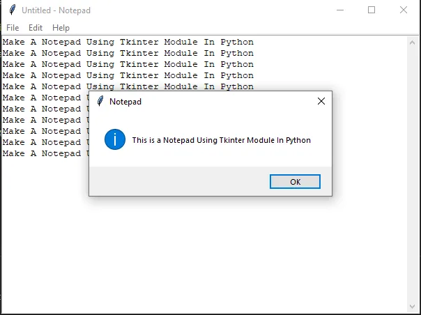 Make A Notepad Using Tkinter Module In Python