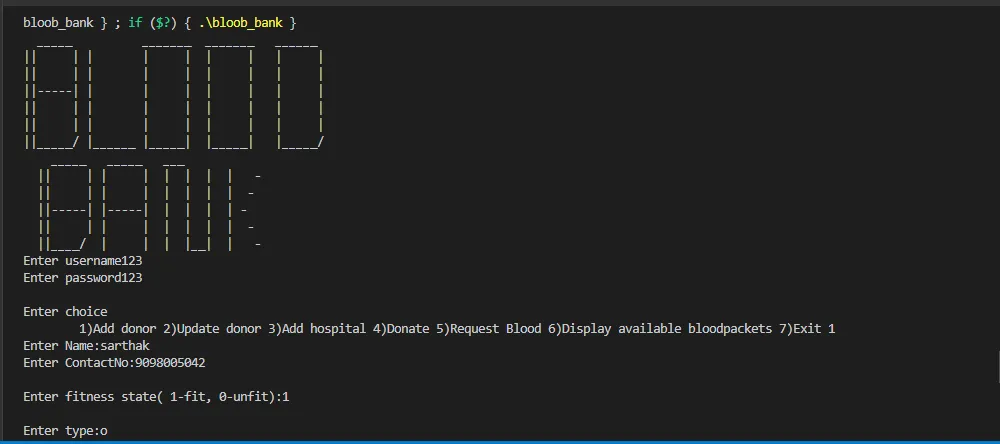 Blood Bank Management System In C++