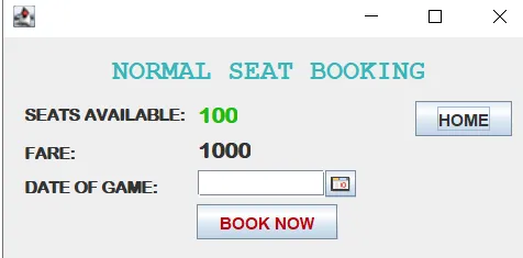 Stadium Seat Booking System In Java