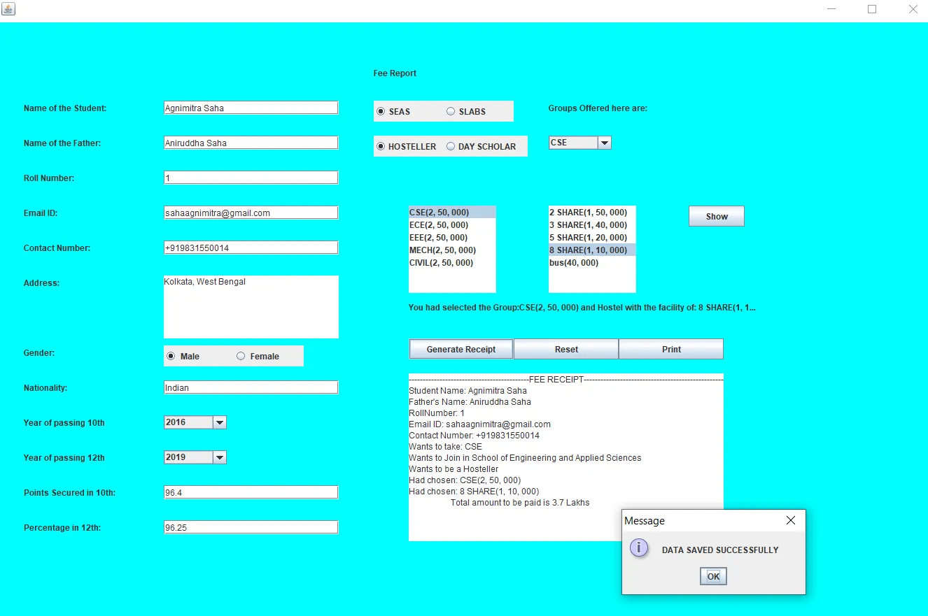 Course Fee Report Management System In Java