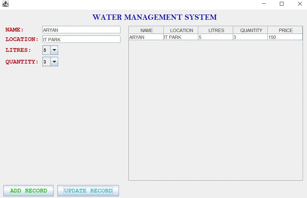 Water Supply Management System In Java