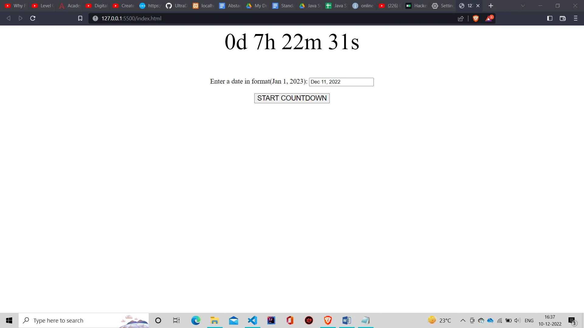 Countdown Timer Using JavaScript