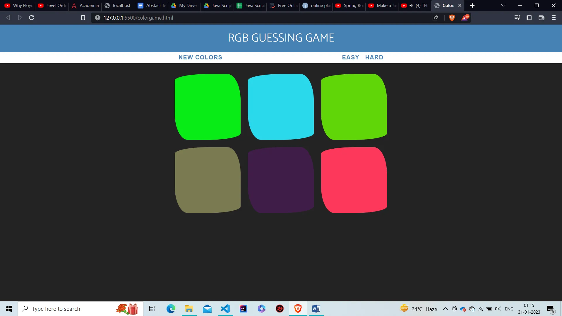 Guess The Color Game In JavaScript