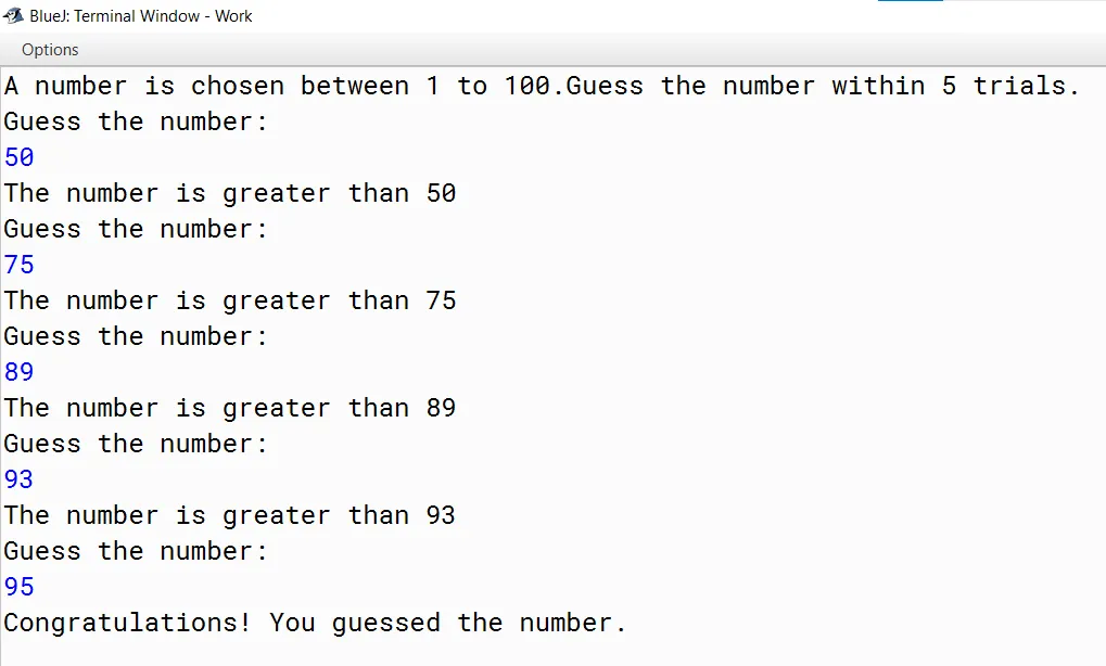 Number Guessing Game In Java