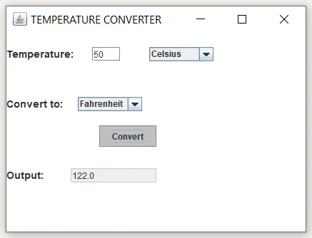 Temperature Converter Using Java
