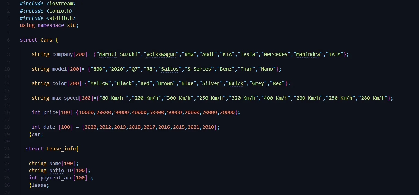 Car Rental System With C++