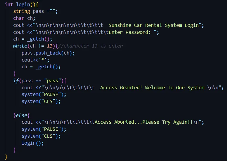 Car Rental System With C++