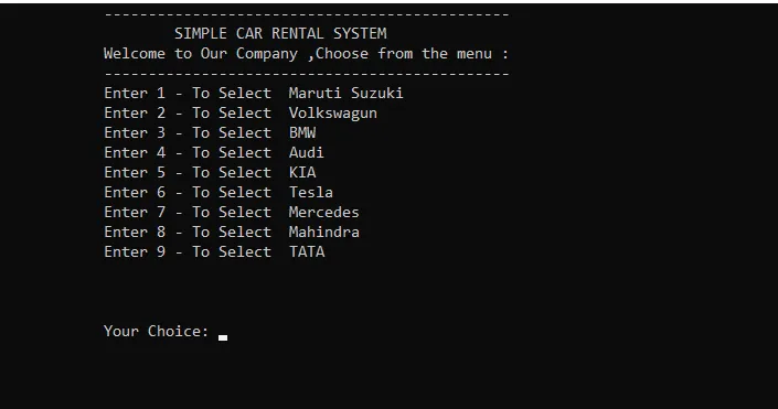 Car Rental System With C++