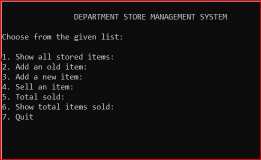 Department Store Management System With C++