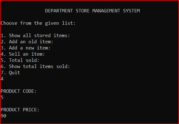 Department Store Management System With C++