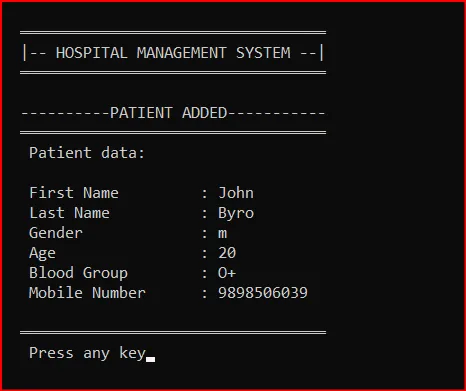Hospital Management System with C++