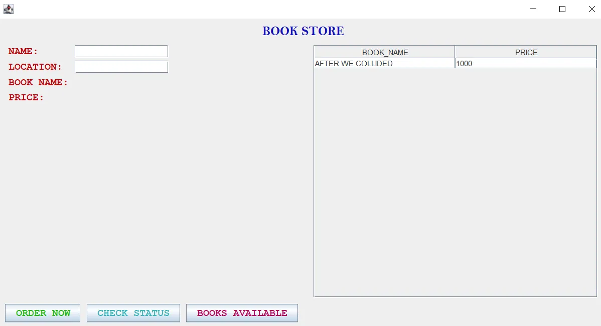 Bookstore Management System Java Project