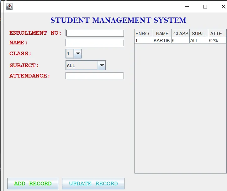 Student Management System In Java