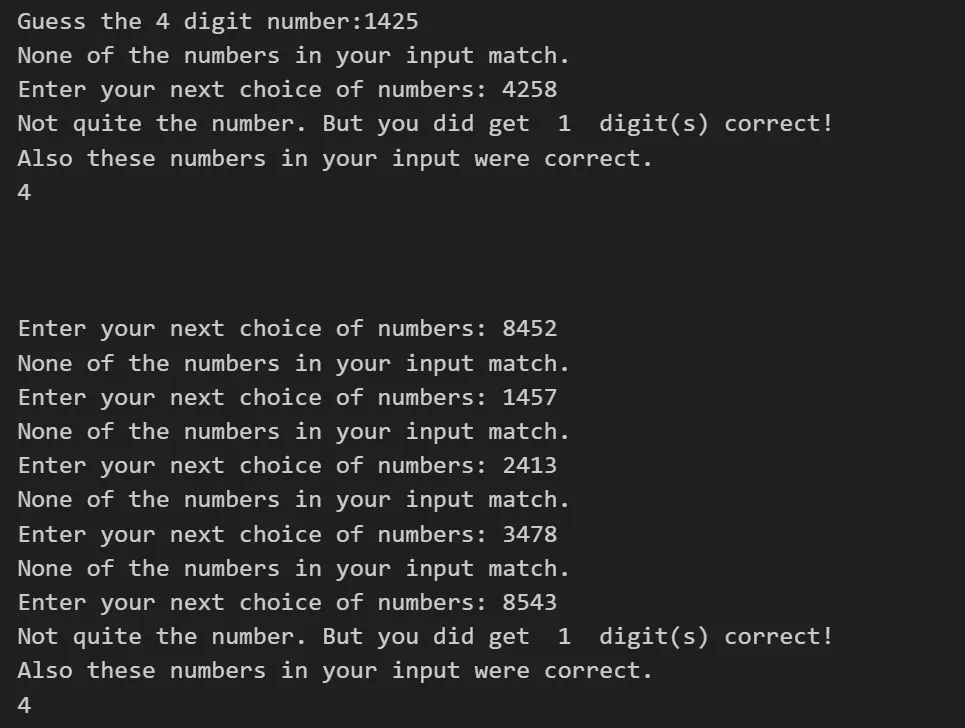 Master Mind Game In Python