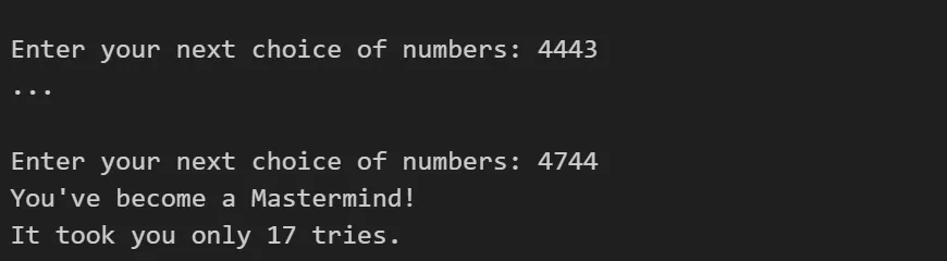 Master Mind Game In Python